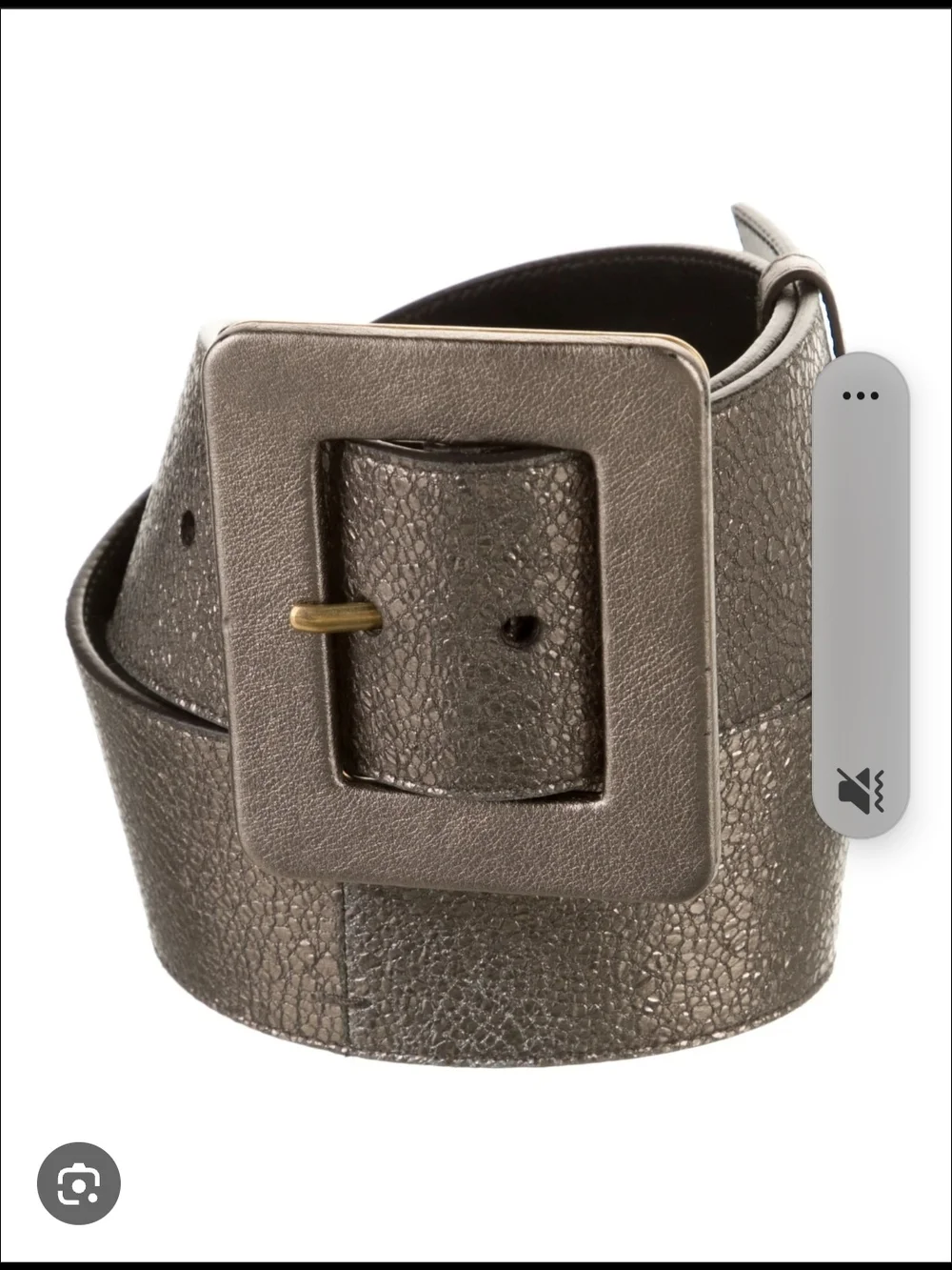Women's Pewter Metallic Wide Waist  Belt with Square Buckle Size Medium